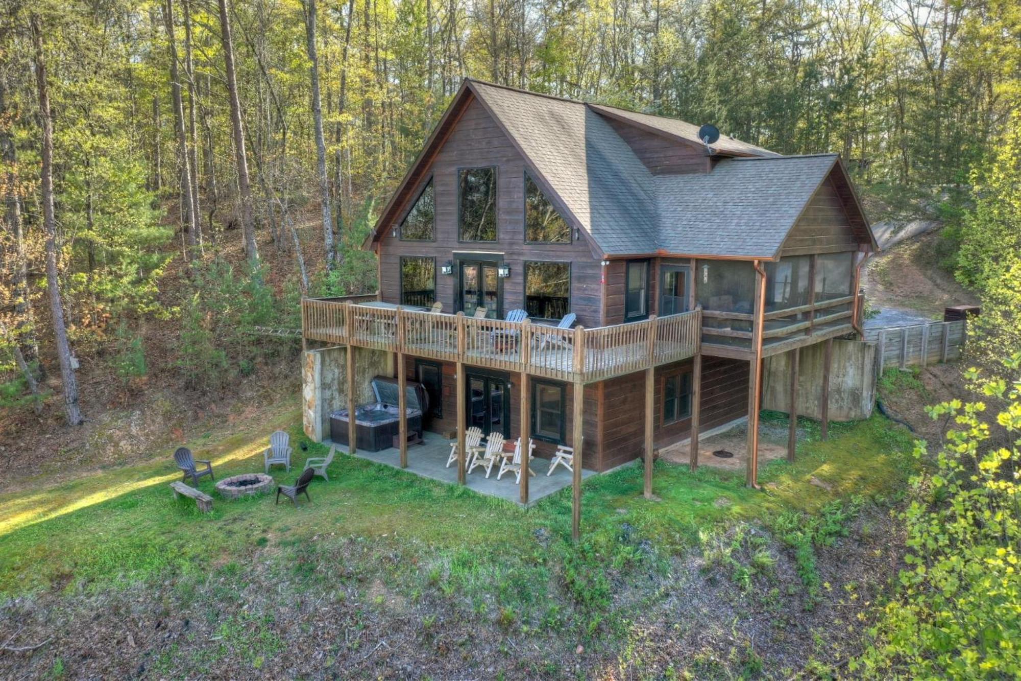 The View Sweeping Mountain Views Gas Fireplace Game Room Hot Tub Blue Ridge Luaran gambar
