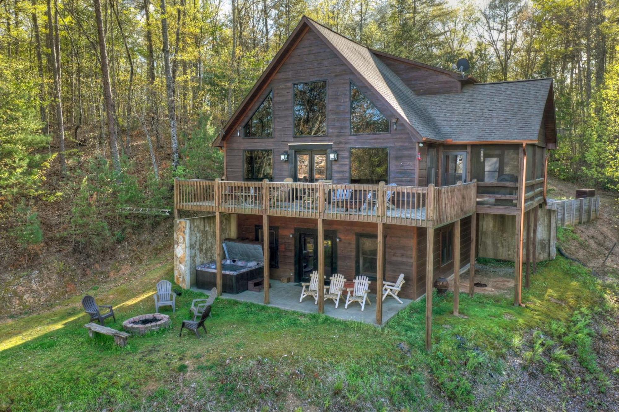 The View Sweeping Mountain Views Gas Fireplace Game Room Hot Tub Blue Ridge Luaran gambar